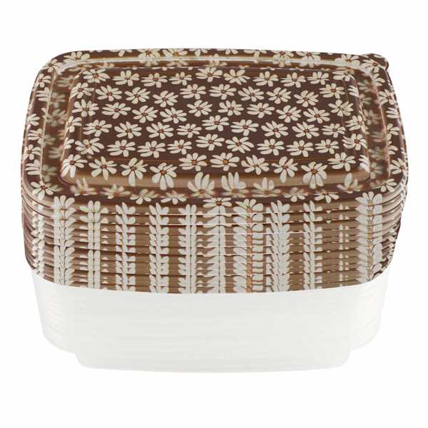 20PC BROWN DAISIES RECTANGLE FOOD STORAGE SET