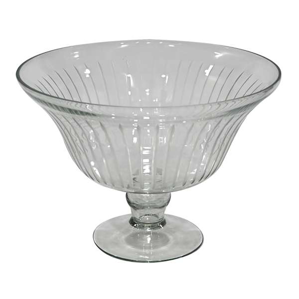 Clear Glass Bowl with Etching, 14x10