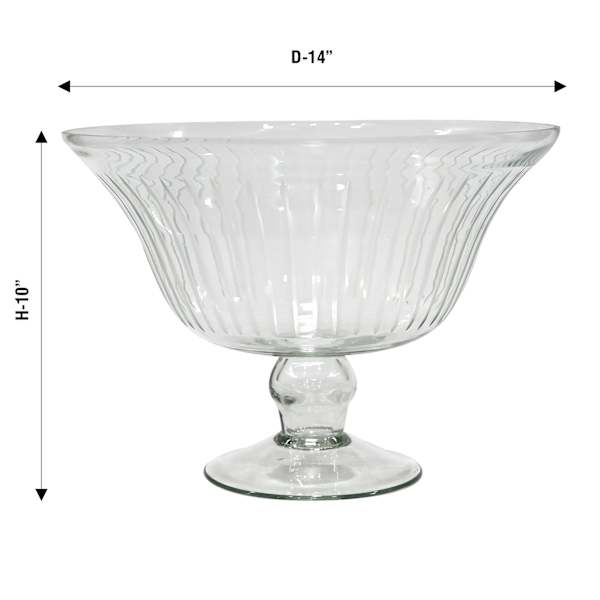 Clear Glass Bowl with Etching, 14x10