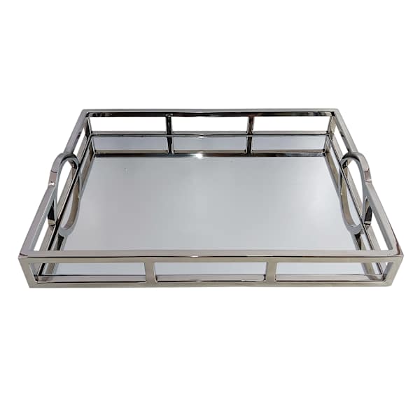 Silver Rectangular Mirrored Tray, 15x11