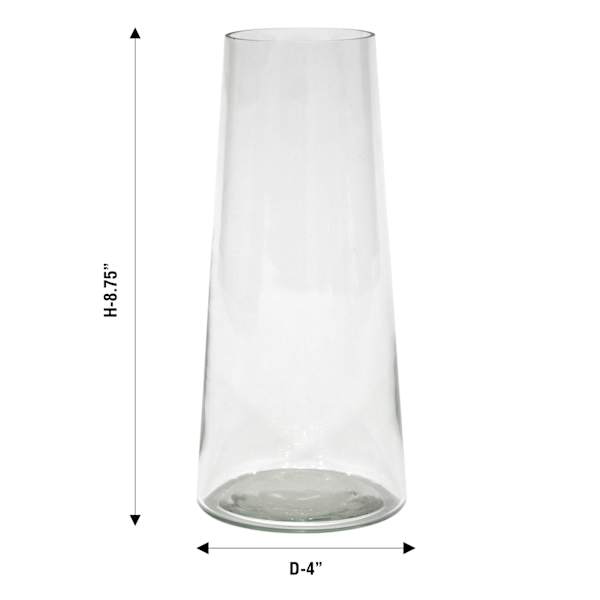 Tapered Clear Glass Vase, 8.75"