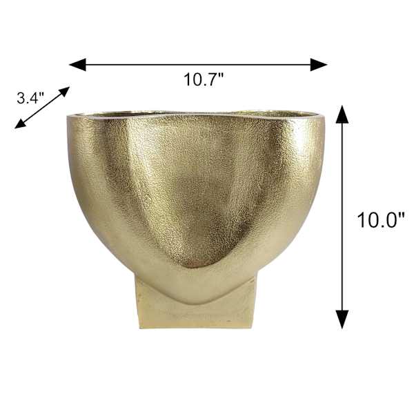 Gold Aluminum Pinched Vase, 10"
