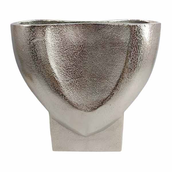 Silver Aluminum Pinched Vase, 8.2"
