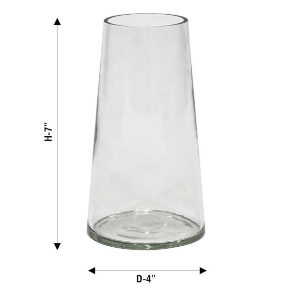 Tapered Clear Glass Vase, 7"