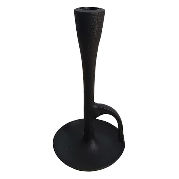 Black Cast Taper Candle Holder, 8"