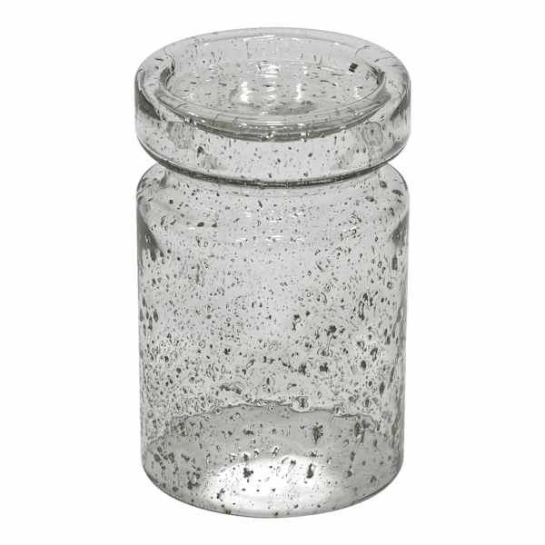 Clear Seeded Glass Pillar Candle Holder, 6"