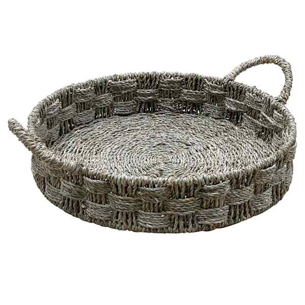 Brown Seagrass Round Tray
