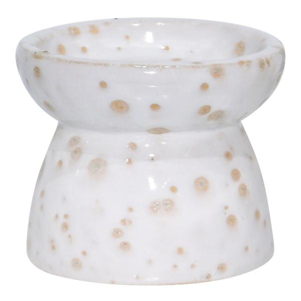 Vana White Ceramic Pillar Candleholder, 3.1"