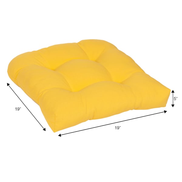 Butter Yellow Canvas Outdoor Wicker Seat Cushion