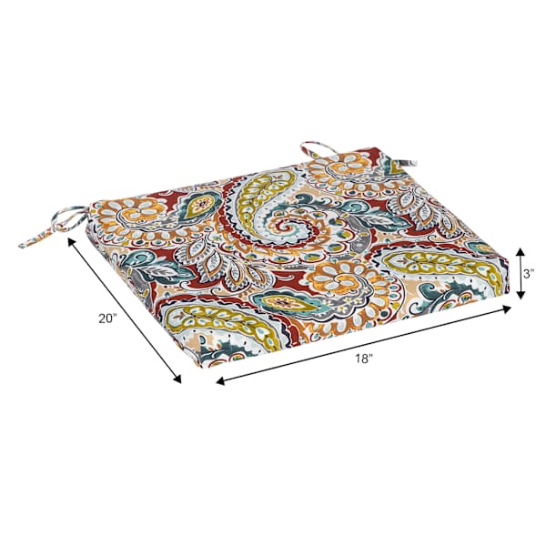 Paisley Chili Outdoor Square Seat Cushion