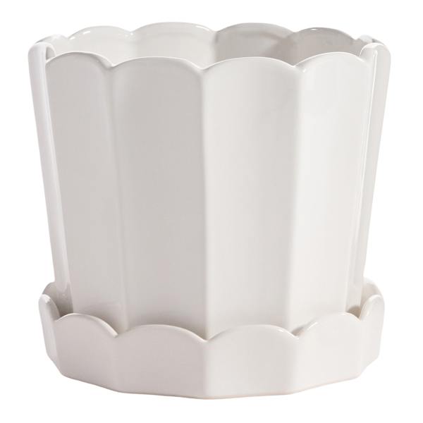 Providence Eloise White Ceramic Indoor Planter, Medium