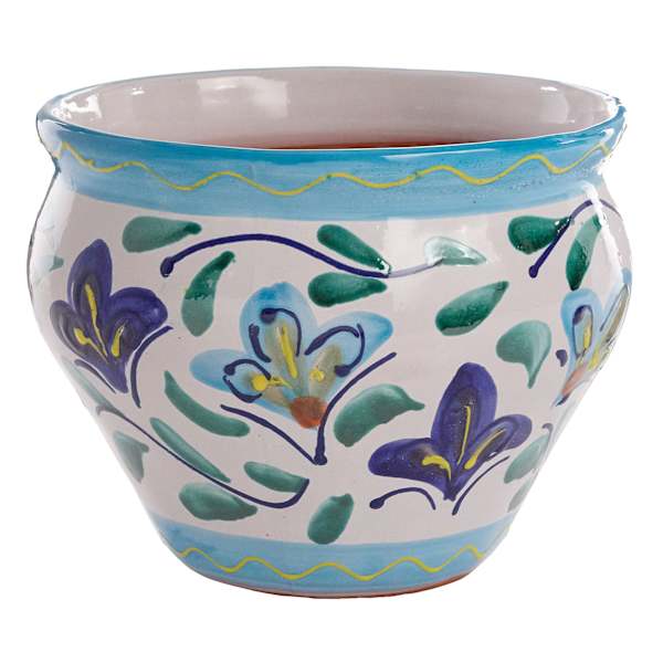 Hand Painted Spanish Blue Swirl Outdoor Planter, Small