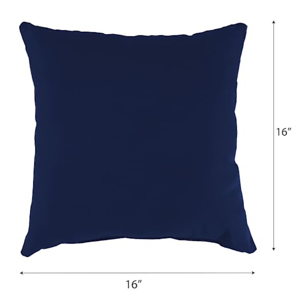 Navy Blue Canvas Square Outdoor Throw Pillow, 16"