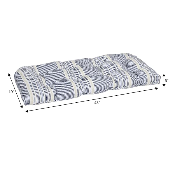 Calisto Pinstripe Outdoor Wicker Settee Cushion