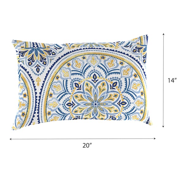 Castille Multicolor Lumbar Outdoor Throw Pillow, 14x20