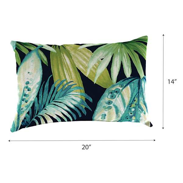 Seneca Navy Lumbar Outdoor Throw Pillow, 14x20