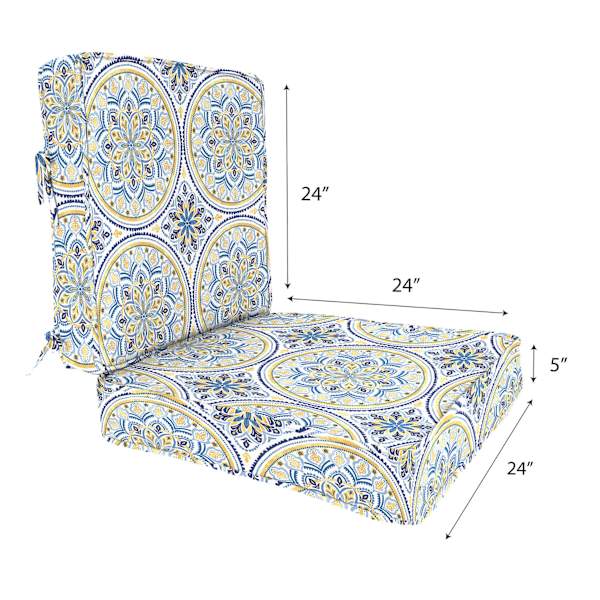 2-Piece Multicolor Castille Outdoor Deep Seat Cushion