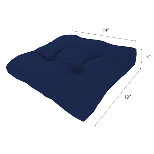 Navy Blue Canvas Outdoor Wicker Seat Cushion