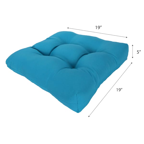 Turquoise Canvas Outdoor Wicker Seat Cushion