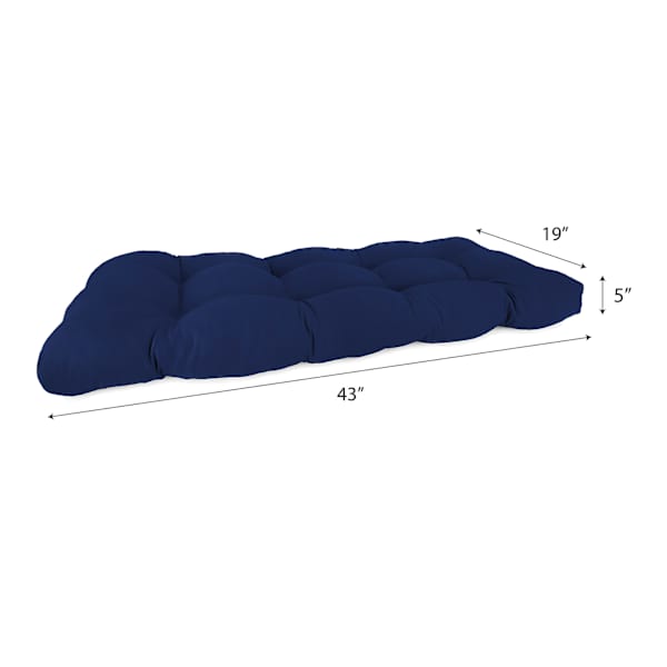 Navy Blue Canvas Outdoor Wicker Settee Cushion