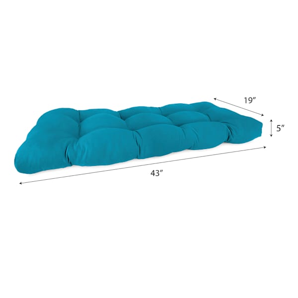 Turquoise Canvas Outdoor Wicker Settee Cushion