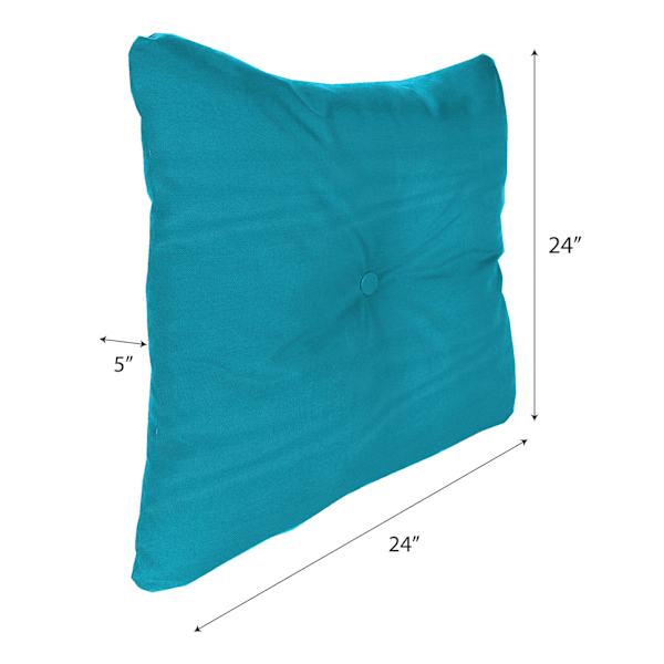 Turquoise Canvas Outdoor Tufted Back Cushion