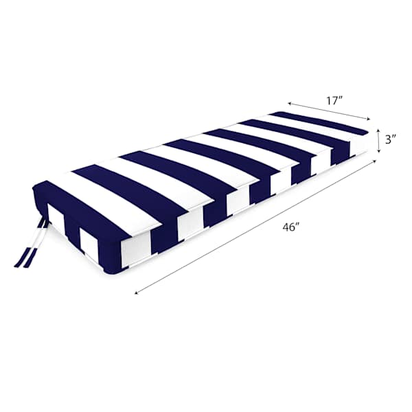 Providence Navy Blue Awning Stripe Outdoor Bench Cushion