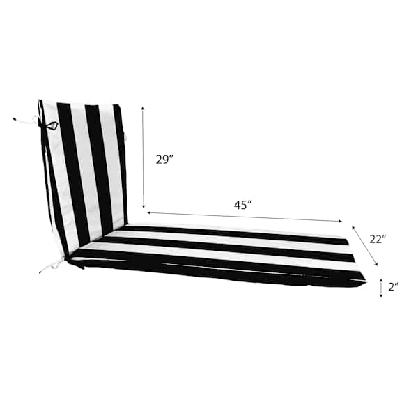 Providence Black Awning Stripe Outdoor Chaise Lounge Cushion