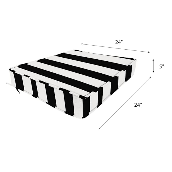 Providence Black Awning Stripe Outdoor Deep Seat Cushion