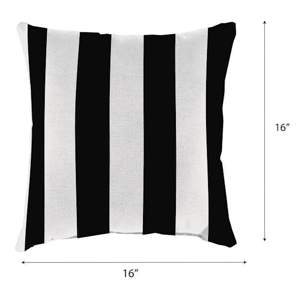 Providence Black Awning Stripe Square Outdoor Throw Pillow, 16"