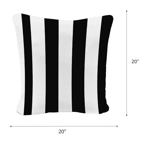 Providence Black Awning Stripe Oversized Square Outdoor Throw Pillow, 20"