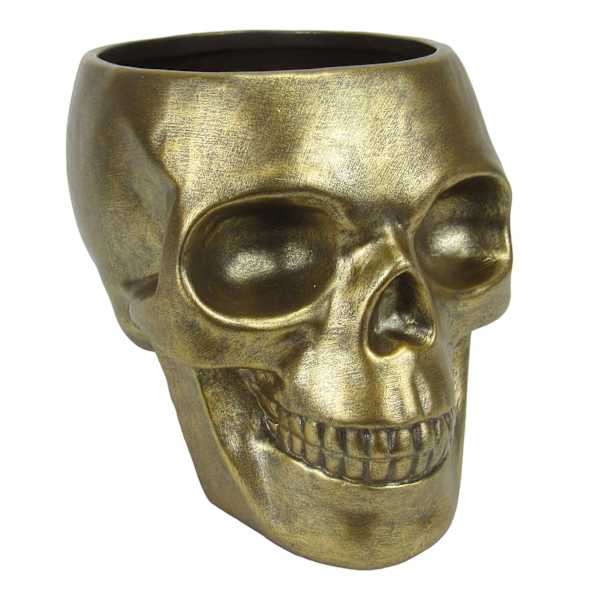 Spellbound Gold Skull Ceramic Planter, 7"