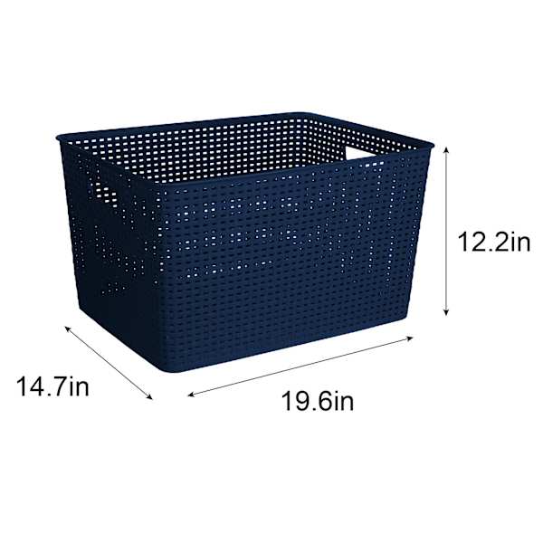 Navy Blue Crossover Weave Storage Basket, XX-Large