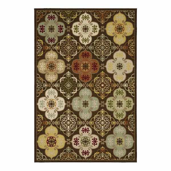 (D622) Bellmoor Multicolor Ogee Area Rug, 4x6