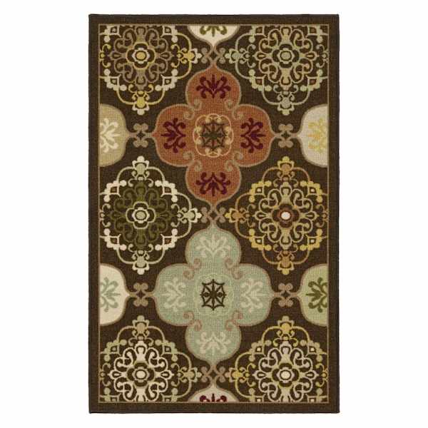 (D622) Bellmoor Multicolor Ogee Accent Rug, 2x4