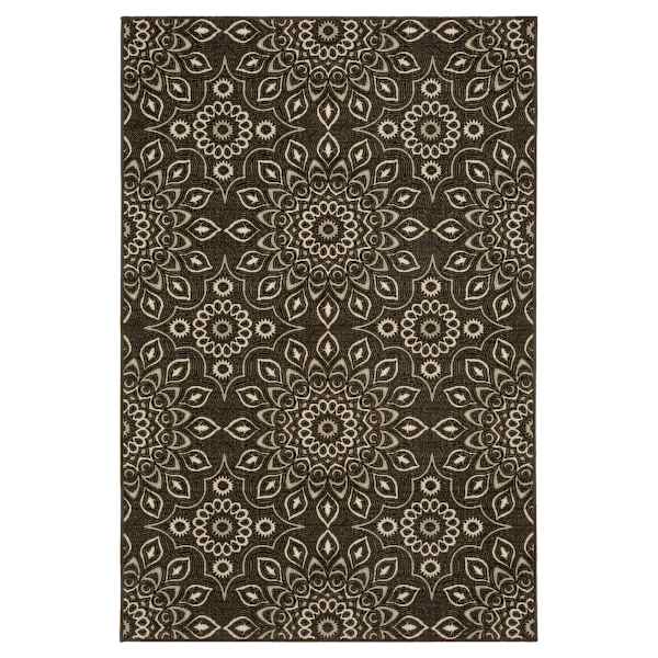 (D623) Sutton Grey Medallion Area Rug, 7x9