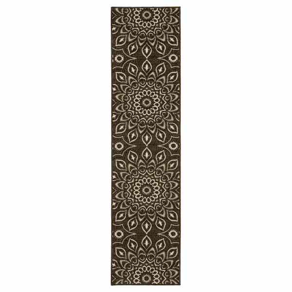 (D623) Sutton Grey Medallion Runner, 2x7