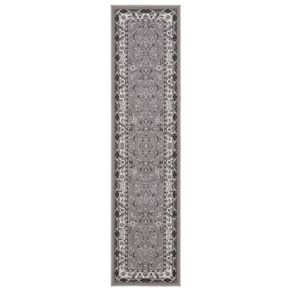 (D625) Barnes Grey Traditional Runner, 2x7