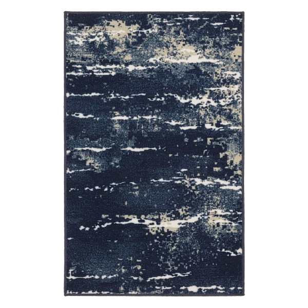 (D627) Andover Navy Blue Abstract Accent Rug, 3x4