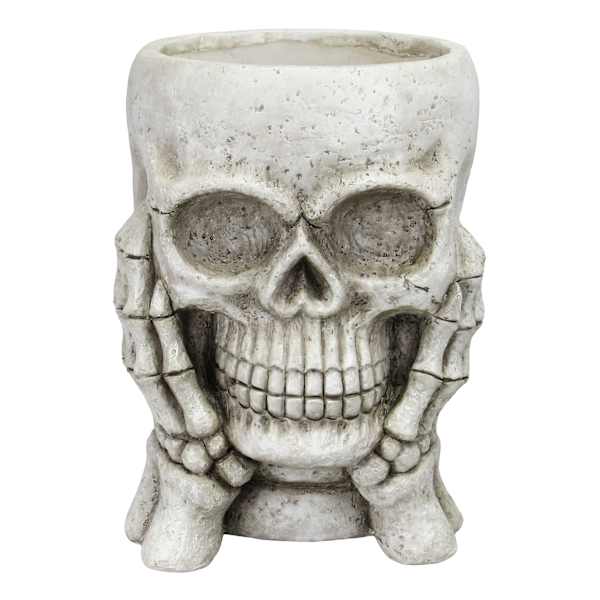 Spellbound White Skull & Hands Outdoor Planter, 19"