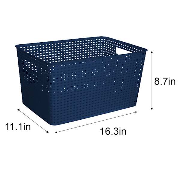 Navy Blue Crossover Weave Storage Basket, Extra Large