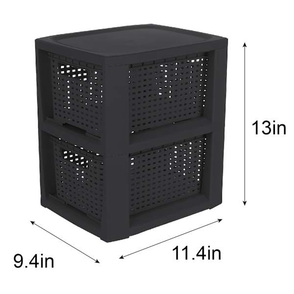 2-Layer Woven Drawer Set, Black