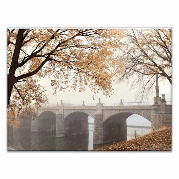 Enhanced Autumn Bridge Canvas Wall Art, 45x60