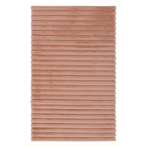 Canyon Blush Pink Striped Faux Fur Rug, 4x6