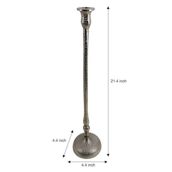 Silver Cast Taper Candle Holder, 21"