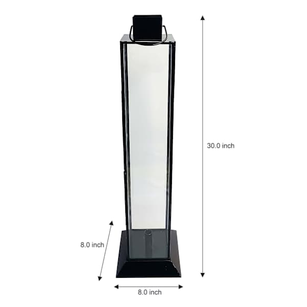 Black Metal Taper Candle Lantern with Glass, 30"