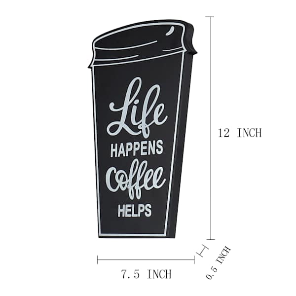 Black Coffee Up Wooden Wall Art, 8x12