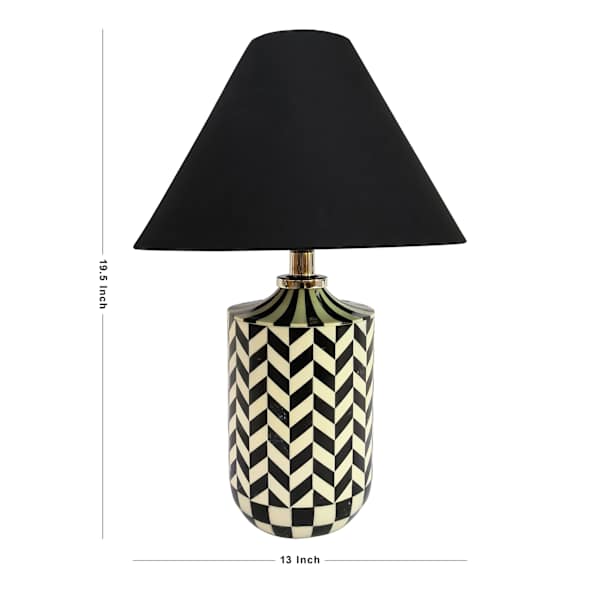 Black & White Chevron Small Table Lamp with Empire Shade, 20"