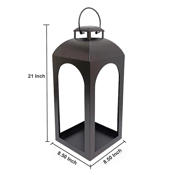 Black Metal Arch Lantern, 21"