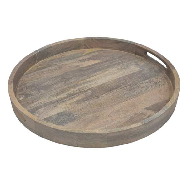 Black  Bleached Mango Wood Tray Black, 20"